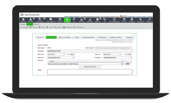 sage hr suite reisekosten